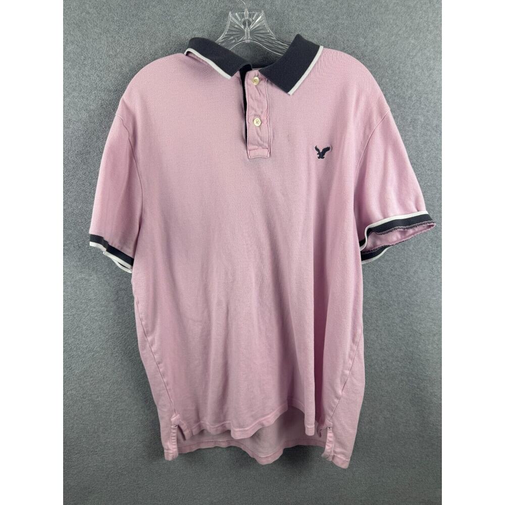 American Eagle Polo Shirt Men's XXL Pink Short Sleeve Classic‎ Fit Preppy Casual